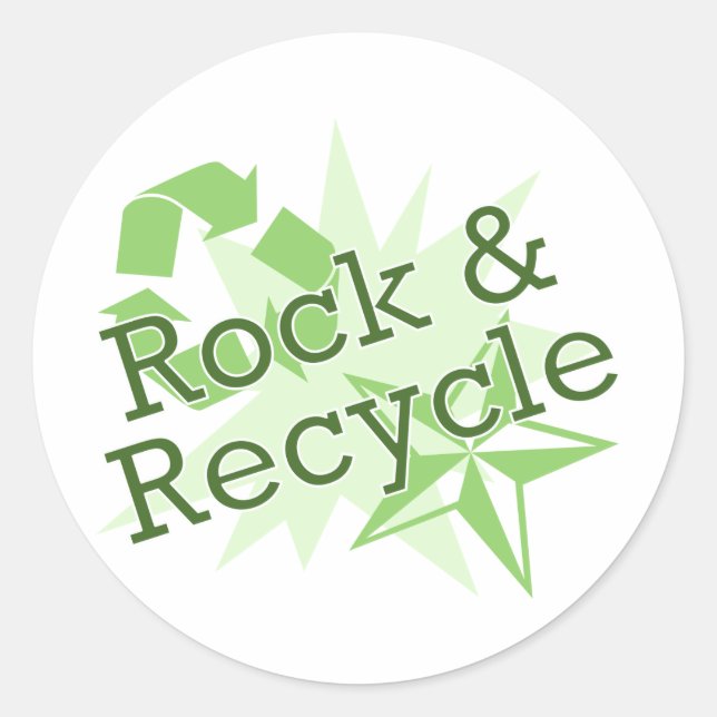 Pegatina Redonda Rock and Recycle (Anverso)