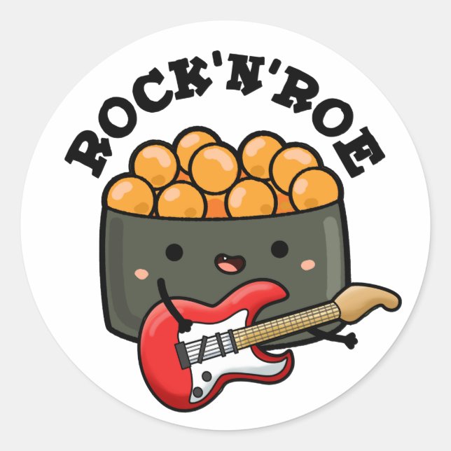 Pegatina Redonda Rock And Roe Funny Sushi Pun (Anverso)
