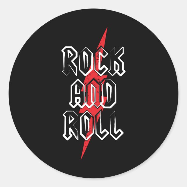 PEGATINA REDONDA ROCK AND ROLL (Anverso)