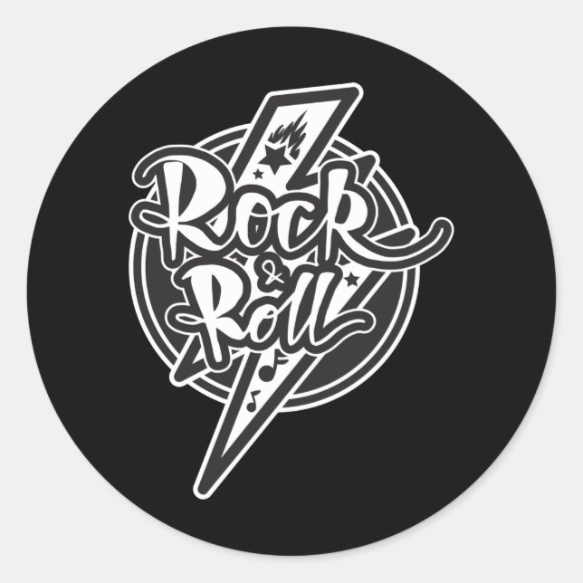 PEGATINA REDONDA ROCK AND ROLL (Anverso)