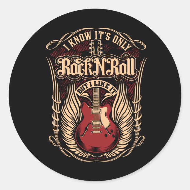 PEGATINA REDONDA ROCK AND ROLL (Anverso)