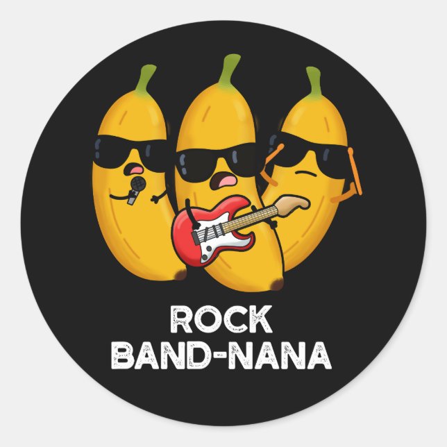 Pegatina Redonda Rock Band-nana Funny Banana Pun (Anverso)