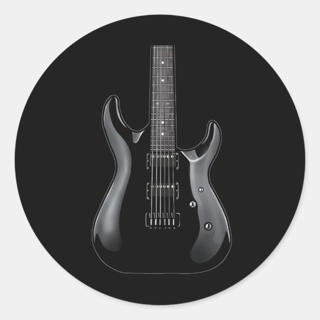 Pegatina Redonda Rock Banda Y Guitarra Roll Para Hombres Banda Tee  (Anverso)