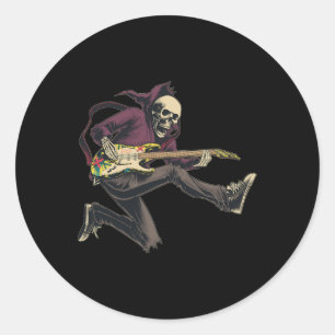 Pegatina Redonda Rock Banda Y Guitarra Roll Para Hombres Banda Tee