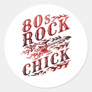 Pegatina Redonda Rock Chick Ochenta Music