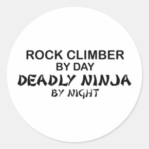 Pegatina Redonda Rock Climber Moradly Ninja por noche