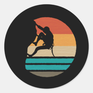 Pegatina Redonda Rock Climber Retro