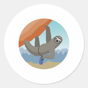 Pegatina Redonda Rock Climbing Sloth Red Rocks