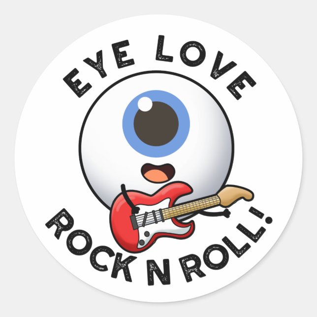 Pegatina Redonda Rock De Amor Ojo Y Rolly Funny Eyeball Pun (Anverso)