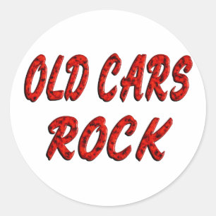 PEGATINA REDONDA ROCK DE COCHES ANTIGUOS