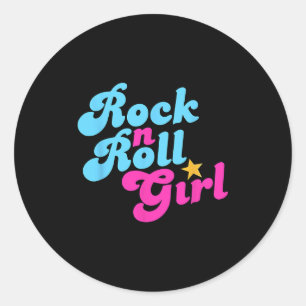 Pegatina Redonda Rock De Disfraces De Halloween N Rock Chica Roll Y