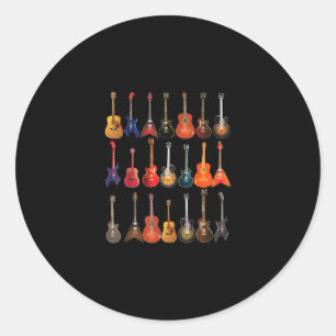 Pegatina Redonda Rock De Guitarra Y Roll Instrumentos Musicales Reg