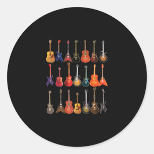 Pegatina Redonda Rock De Guitarra Y Roll Instrumentos Musicales Reg