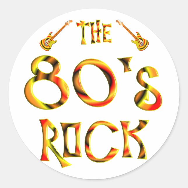 Pegatina Redonda Rock de los 80 (Anverso)