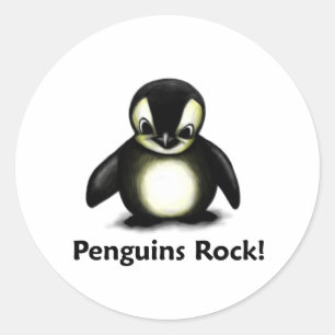 Pegatina Redonda ¡Rock de los pingüinos!