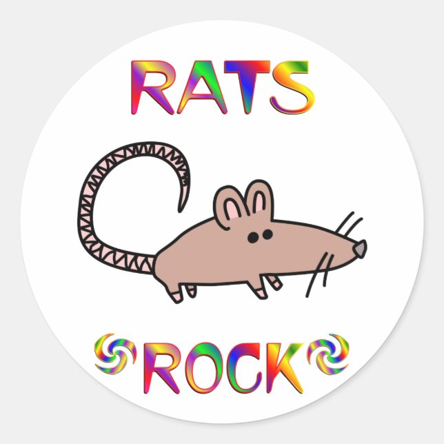 PEGATINA REDONDA ROCK DE RATAS (Anverso)