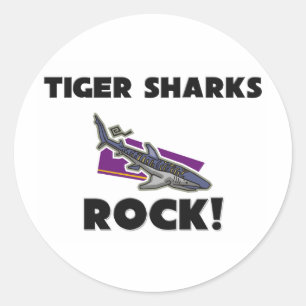 Pegatina Redonda Rock de tiburones tigres