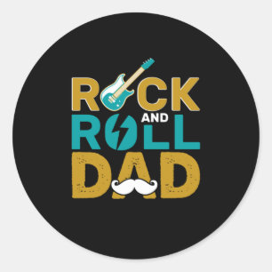 Pegatina Redonda Rock del Día del Padre y Roll Dad