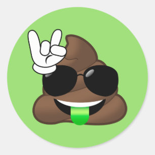 Pegatina Redonda Rock En Guay Poop Emojis Pegatinas Verdes