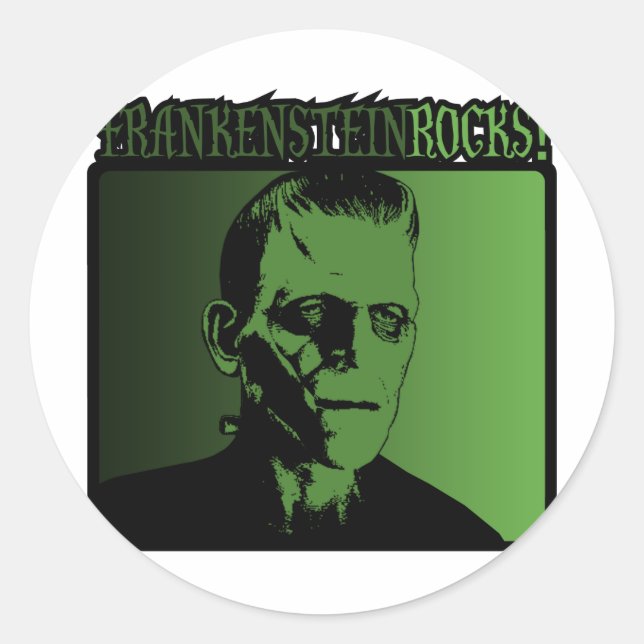 Pegatina Redonda ¡Rock Frankenstein! (Anverso)
