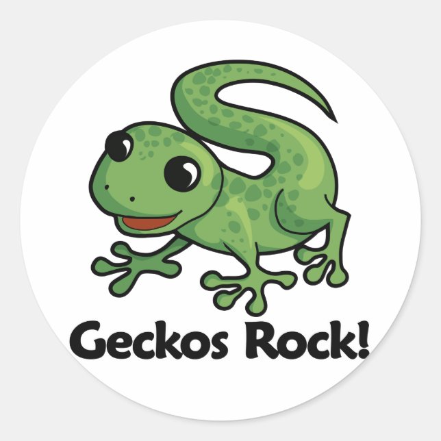 Pegatina Redonda ¡Rock Geckos! (Anverso)