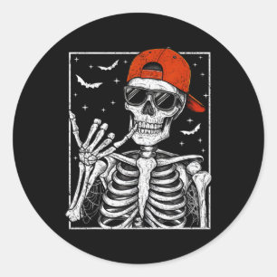 Pegatina Redonda Rock Hand Halloween disfraz Guay Rock Rocker