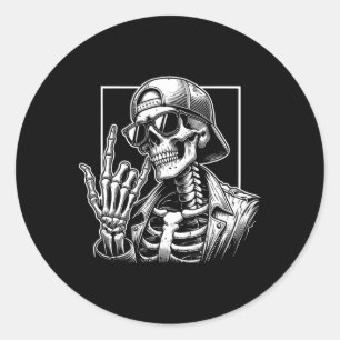 Pegatina Redonda Rock hand Halloween disfraz rock Guay rock