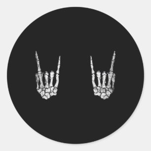Pegatina Redonda Rock Hand Lazy Halloween disfraces Guay Huesos 1