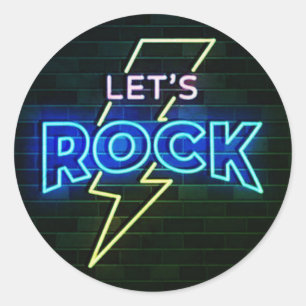 Pegatina Redonda Rock Lightning Bolt 2 round
