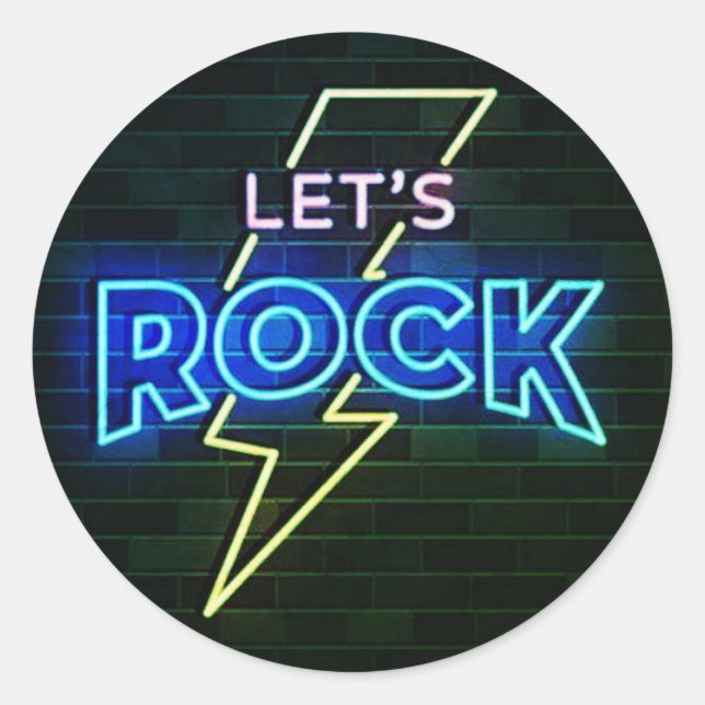 Pegatina Redonda Rock Lightning Bolt 2 round (Anverso)