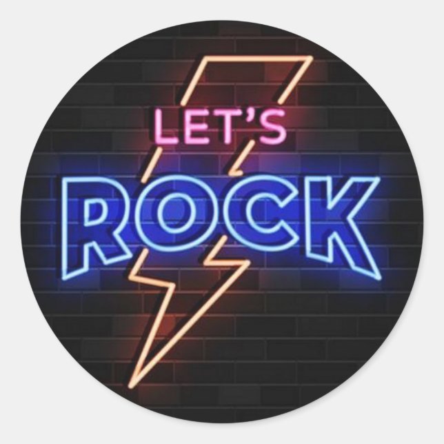 Pegatina Redonda Rock Lightning Bolt Round (Anverso)