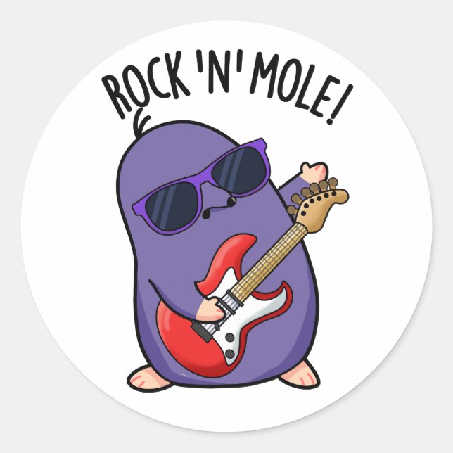 Pegatina Redonda Rock N Mole Funny Animal Pun (Anverso)