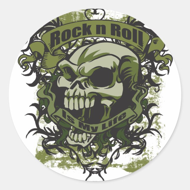 Pegatina Redonda Rock n Roll es mi vida (Anverso)