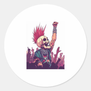 Pegatina Redonda Rock N � Skull � Gracioso Concierto de esqueleto d