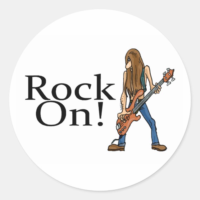 Pegatina Redonda Rock On (Anverso)