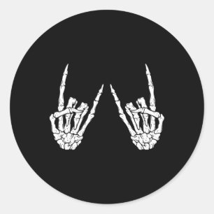 Pegatina Redonda Rock On Band Rock And Roll Halloween Costume Hombr