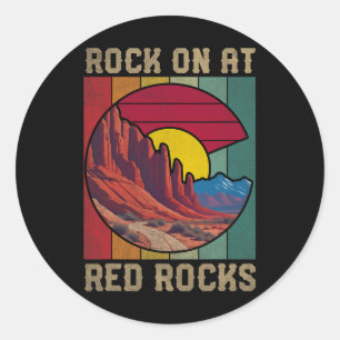 Pegatina Redonda Rock On en Red Rocks Senderismo al Aire Libre Band