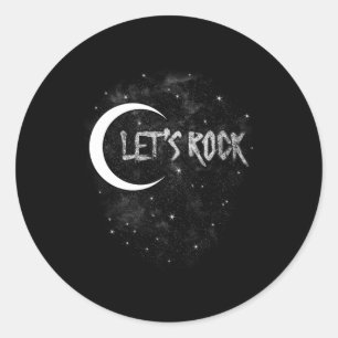 Pegatina Redonda Rock On Rock Star Moon Con Prohibición De Conciert