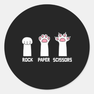 Pegatina Redonda Rock Paper Scissors Cat Paws Game Cuw Funny C