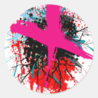 Pegatina Redonda Rock=Pegatina blanco 'con calificación X'