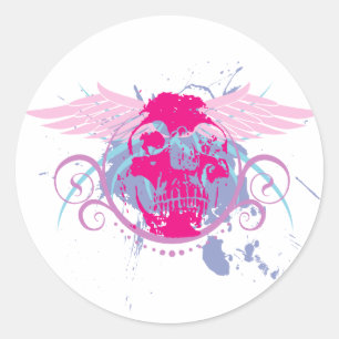 Pegatina Redonda Rock=Pegatina blanco 'Miss Trendskull'