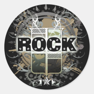 Pegatina Redonda Rock=Pegatina de "rock vintage"