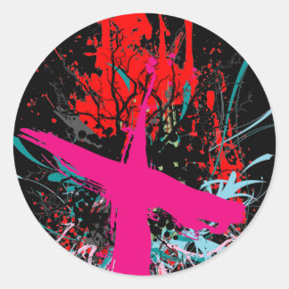 Pegatina Redonda Rock=Pegatina negro 'con calificación X'