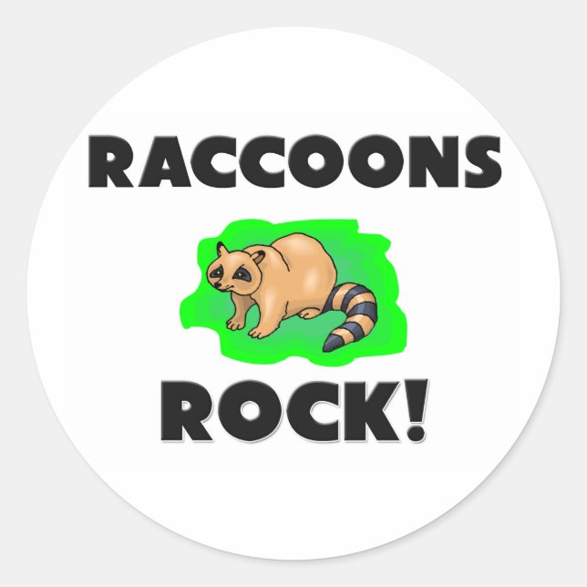Pegatina Redonda Rock Raccoons (Anverso)