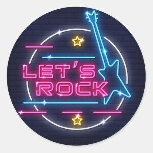 Pegatina Redonda Rock Retro Neon Round