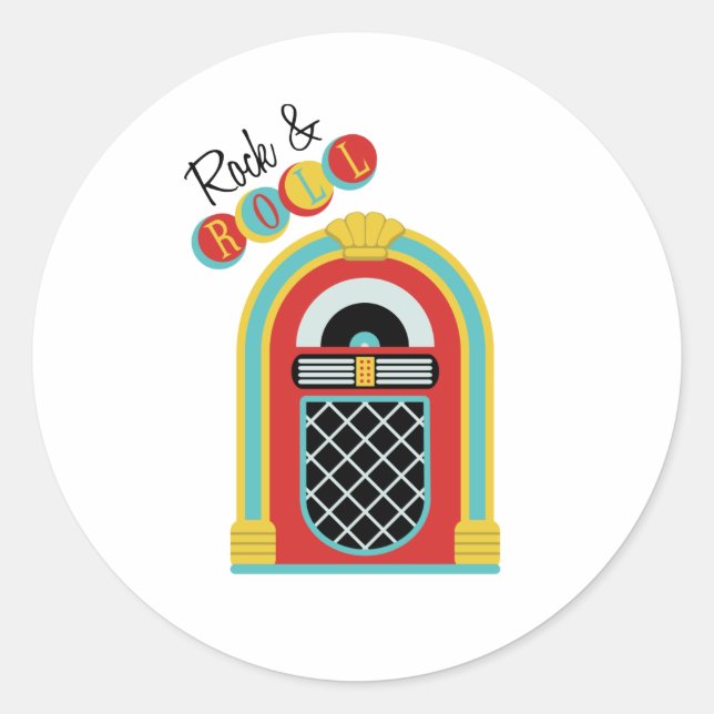 Pegatina Redonda Rock & Roll (Anverso)