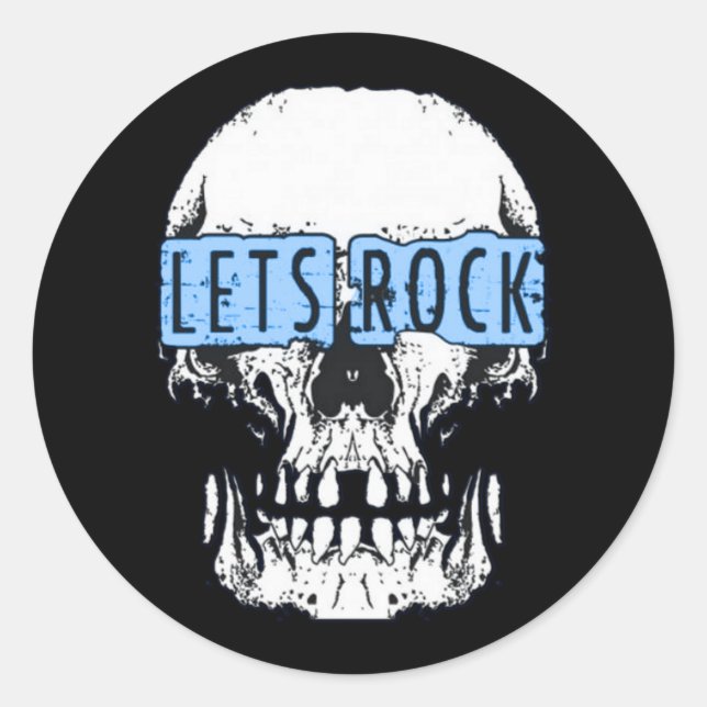 Pegatina Redonda Rock Skull (Anverso)