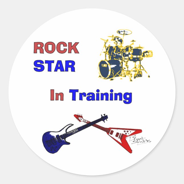 Pegatina Redonda Rock Star In Training (Anverso)