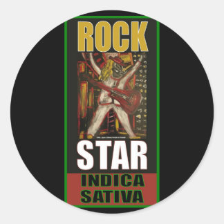 PEGATINA REDONDA ROCK STAR INDICA SATIVA