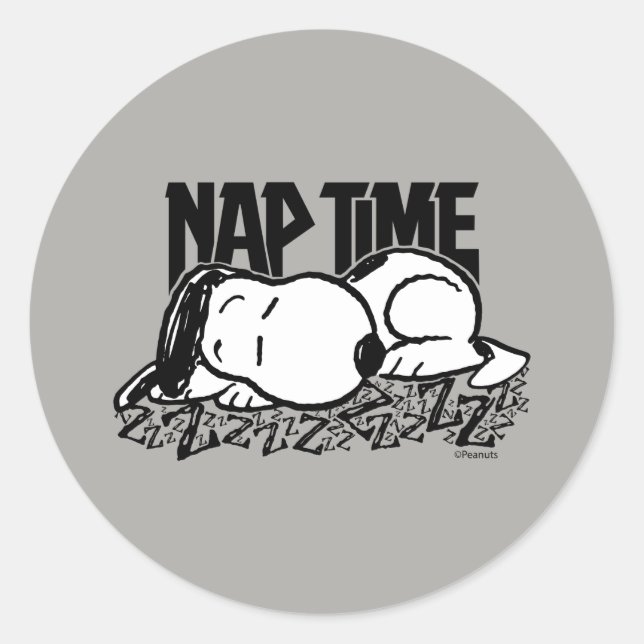 Pegatina Redonda Rock Tees | Tiempo de Nap Snoopy (Anverso)
